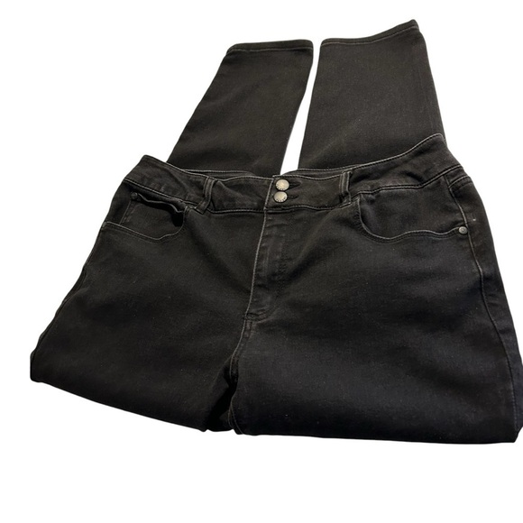 Tahari High Rise Slim Ankle Black Jeans Sz 16/33 - Picture 8 of 14